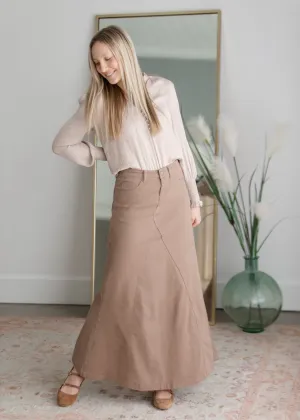 Ruth A-Line Long Khaki Skirt - FINAL SALE