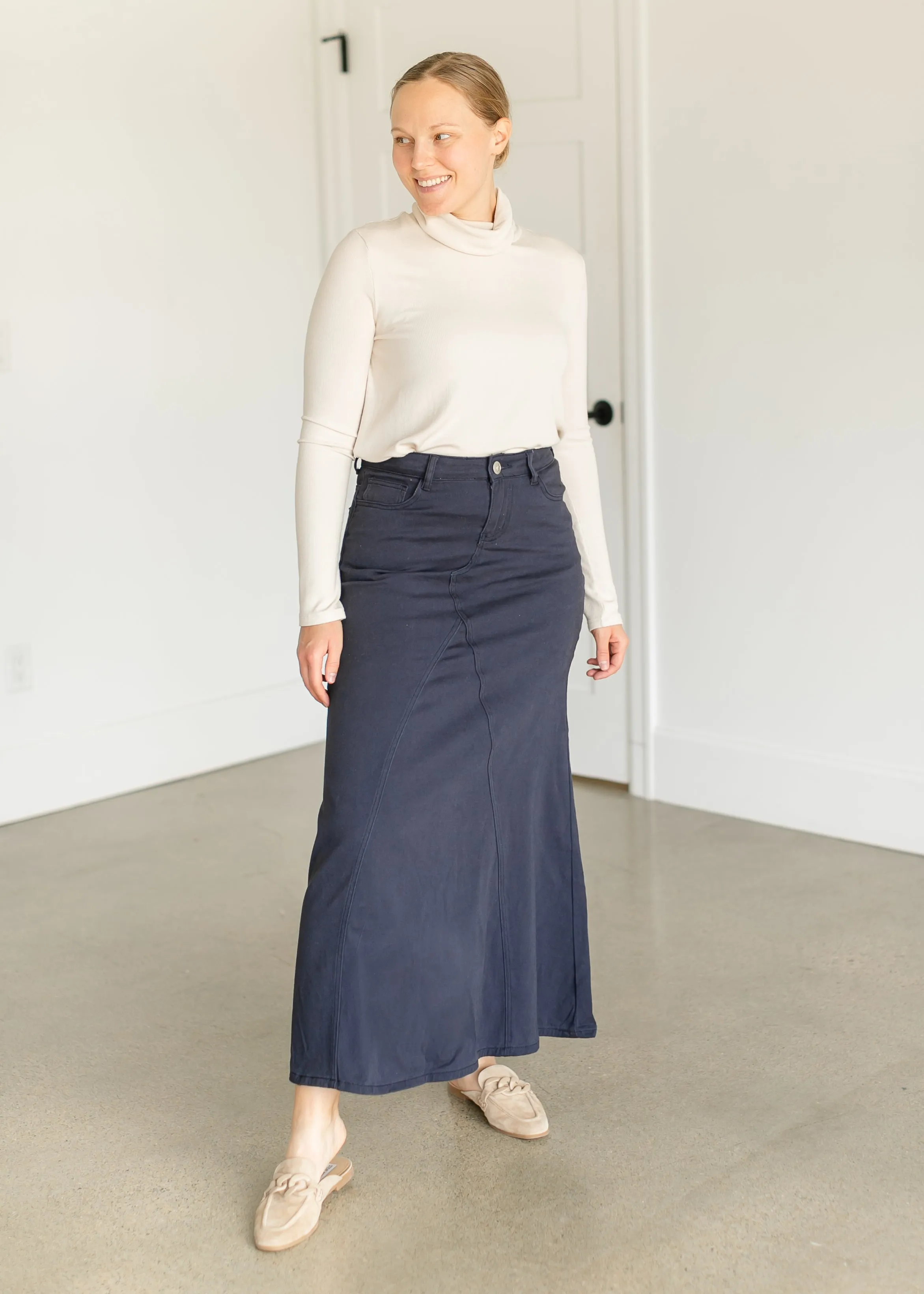 Ruth A-Line Navy Maxi Skirt - FINAL SALE