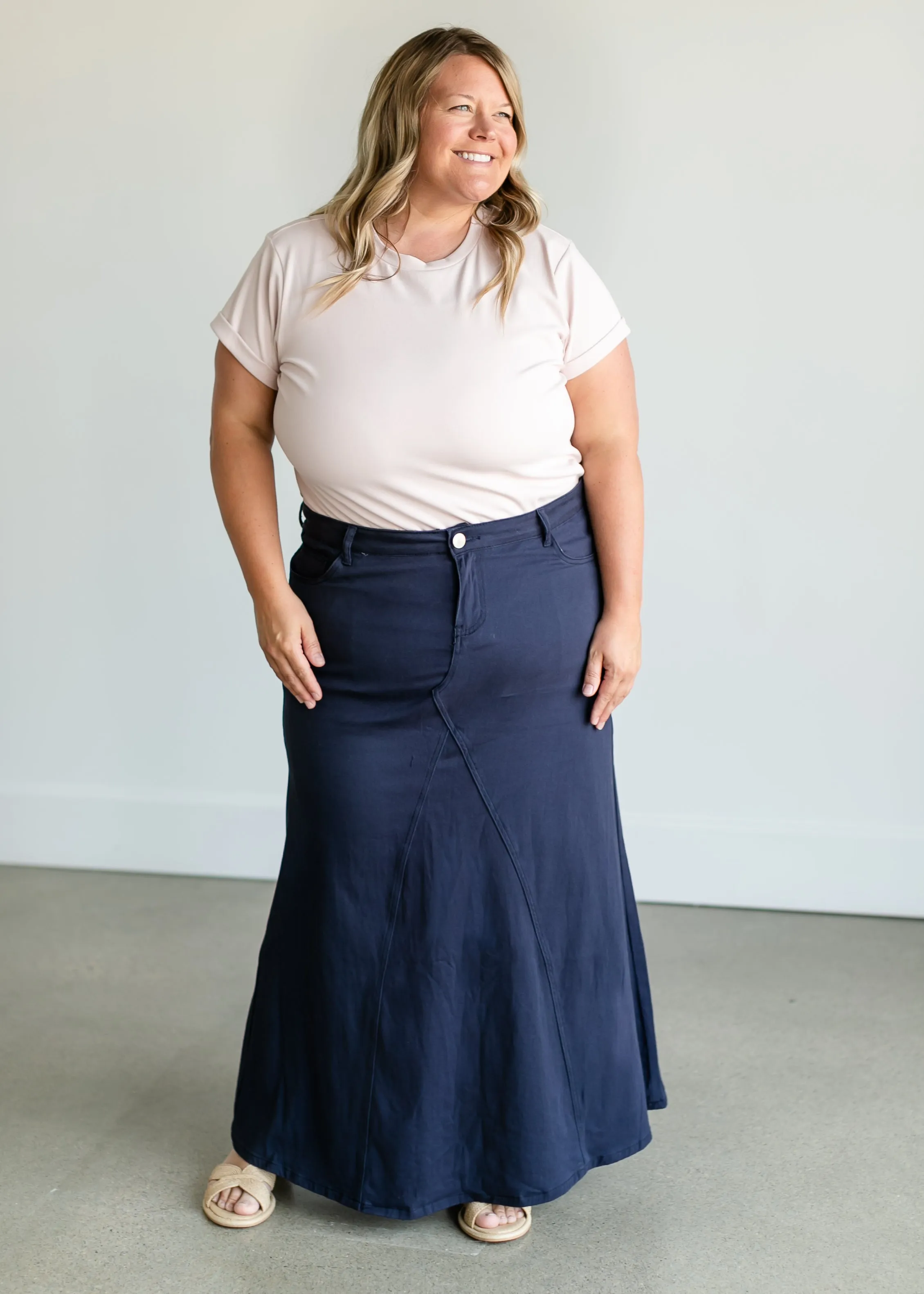 Ruth A-Line Navy Maxi Skirt - FINAL SALE