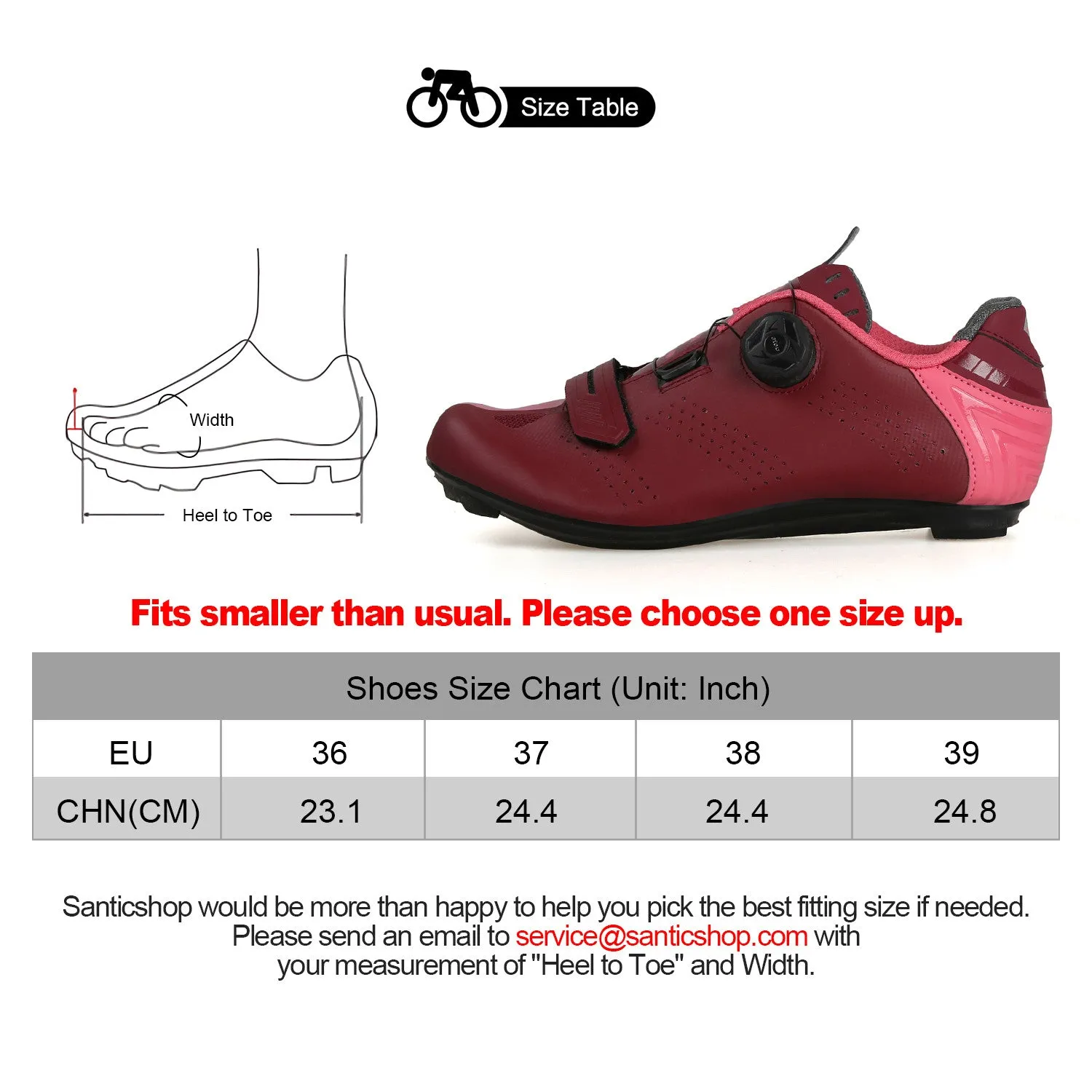 Santic Hurles Wine Red Women Road Cycling Shoes