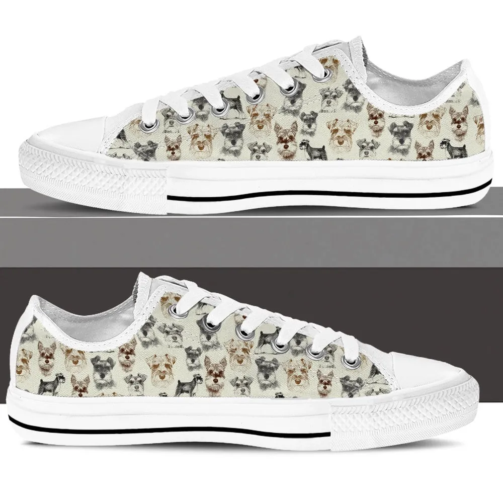 Schnauzer Low Top Shoes - Low Top Sneaker, Dog Printed Shoes, Canvas Shoes For Men, Women