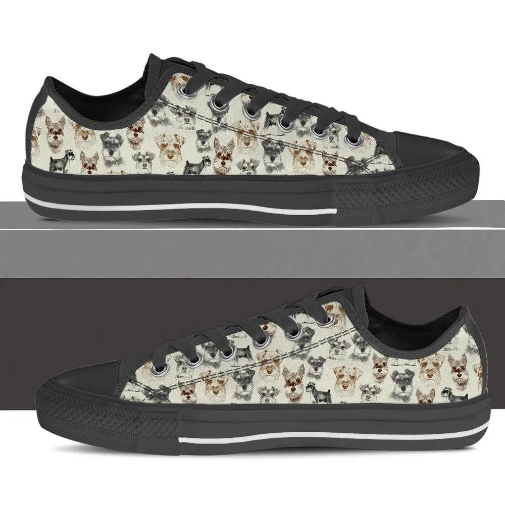 Schnauzer Low Top Shoes - Low Top Sneaker, Dog Printed Shoes, Canvas Shoes For Men, Women