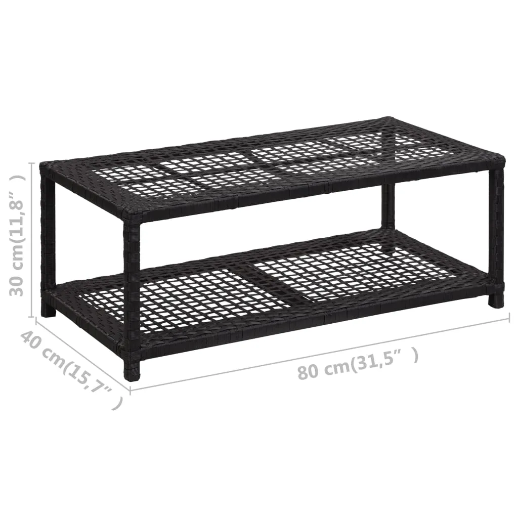 Shoe Bench Black 80x40x30 cm Poly Rattan