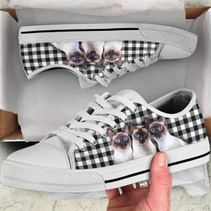 Siamese Cats Low Top Shoes - Gift For Siamese Cat Lovers Canvas Sneaker - Owners Gift Cat Breeders, Cat Canvas Shoes