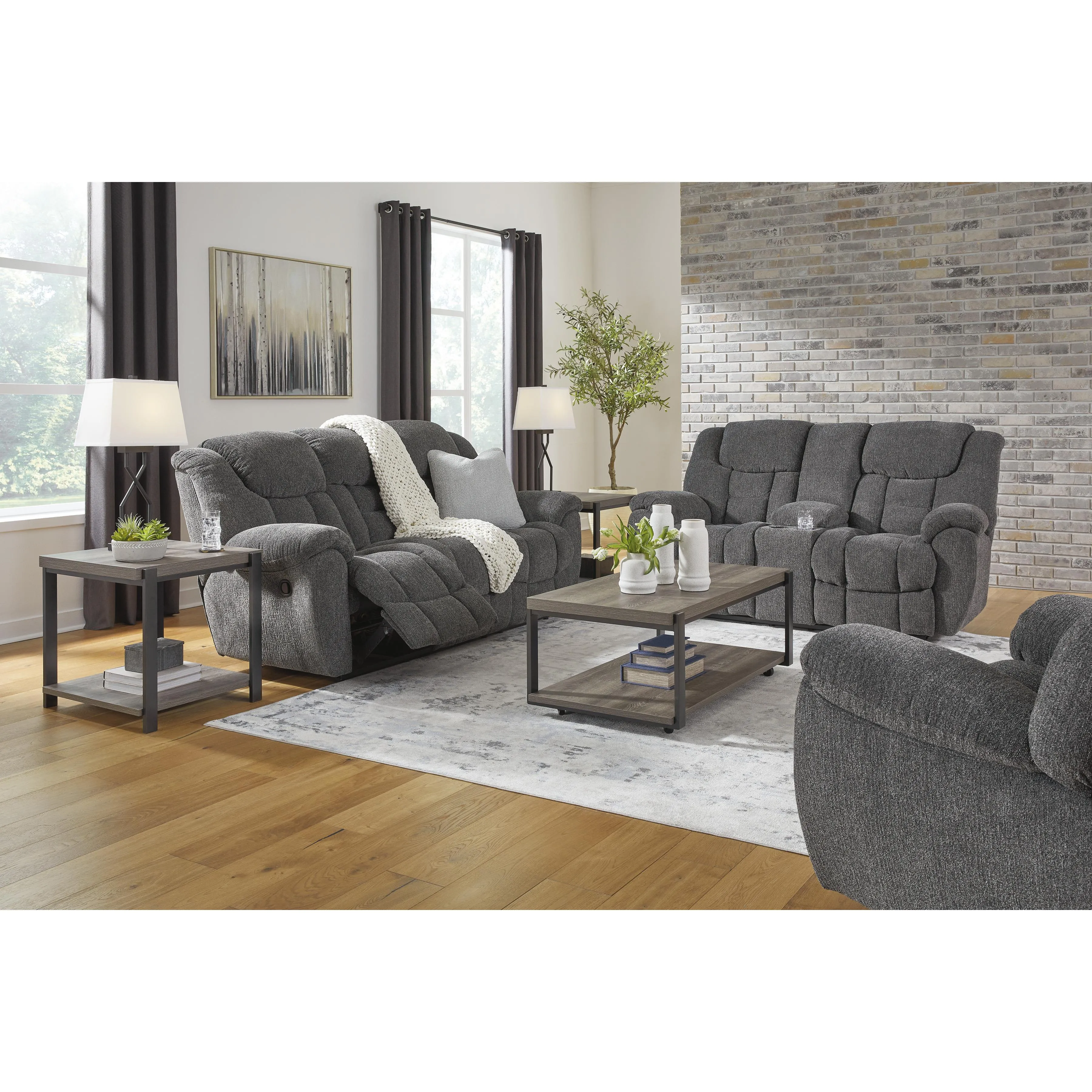 Signature Design by Ashley Foreside Reclining Fabric Loveseat with Console 3810494