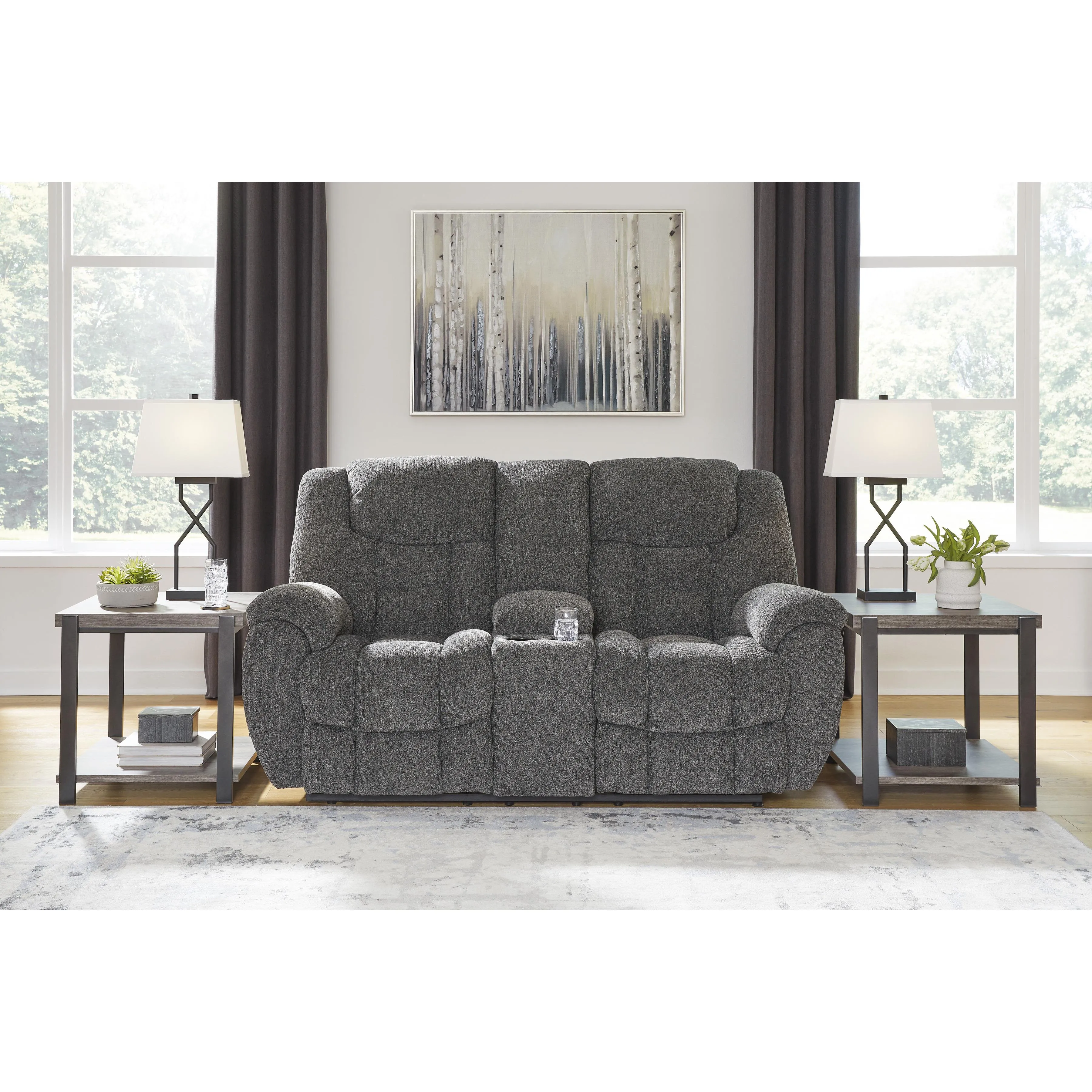 Signature Design by Ashley Foreside Reclining Fabric Loveseat with Console 3810494