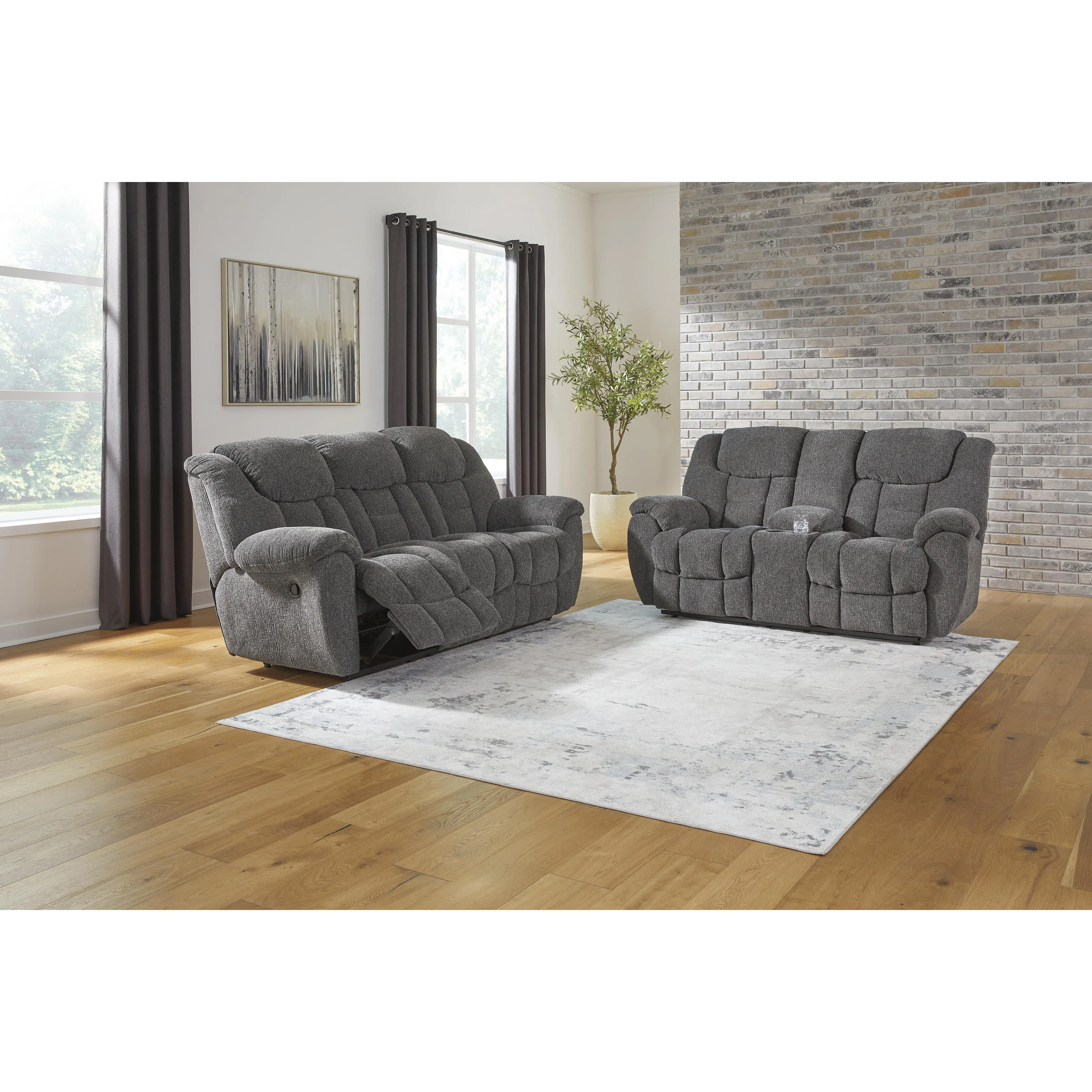 Signature Design by Ashley Foreside Reclining Fabric Loveseat with Console 3810494C