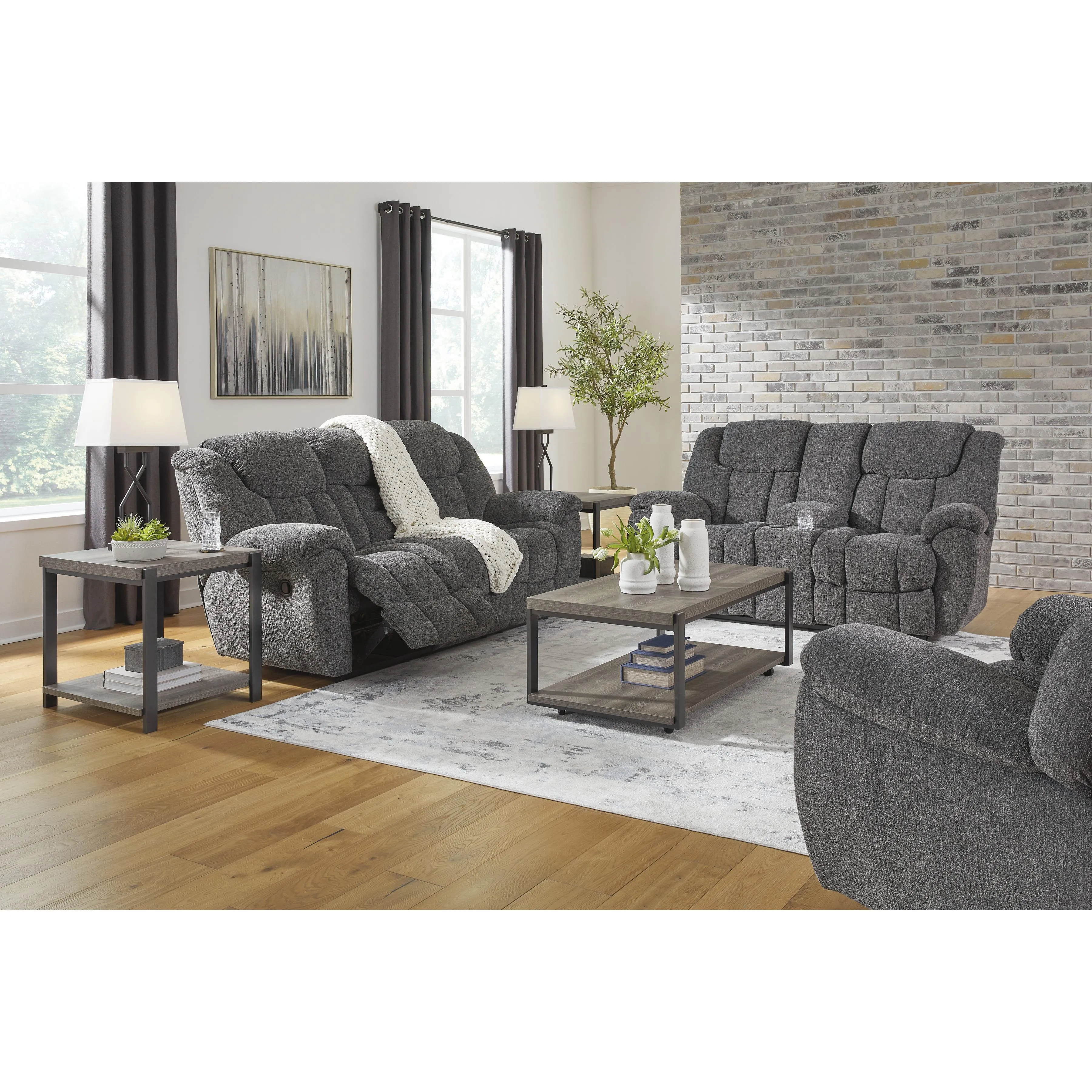 Signature Design by Ashley Foreside Reclining Fabric Loveseat with Console 3810494C