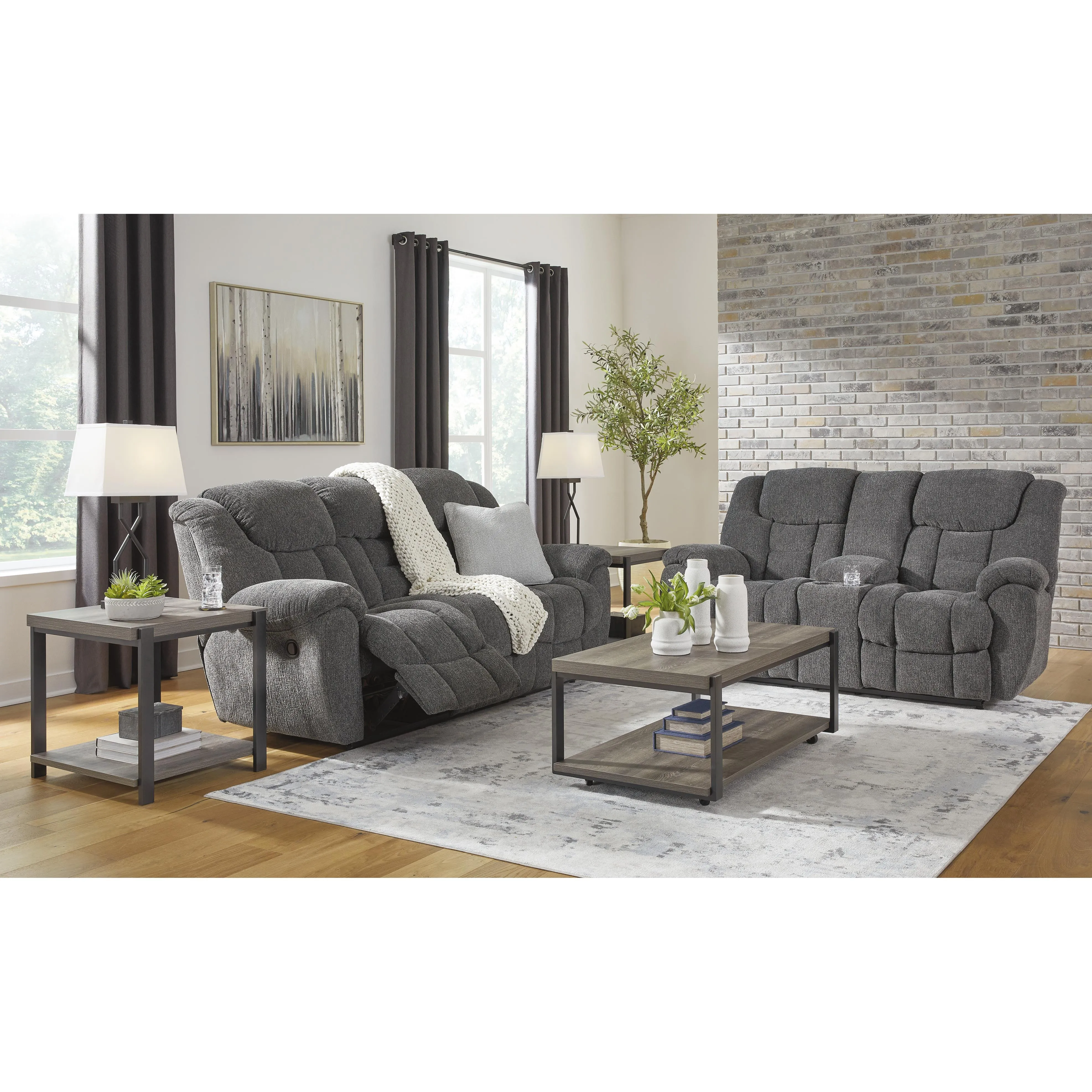 Signature Design by Ashley Foreside Reclining Fabric Loveseat with Console 3810494C