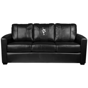 Silver Sofa with Figure Skater Catch Foot Logo Panel