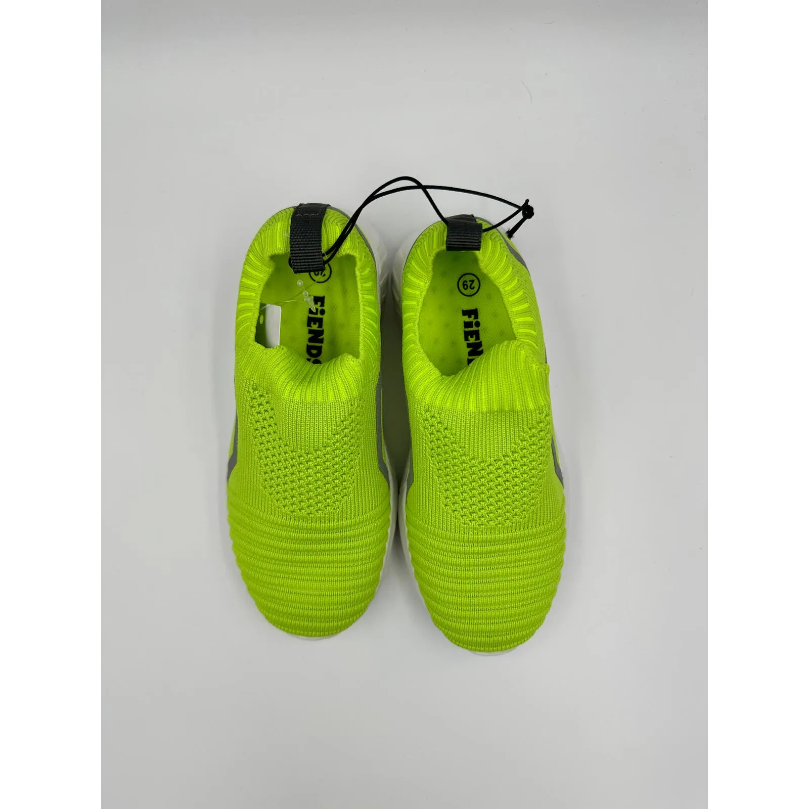 Small Kid Size 11, Neon Slip-on Water Shoes, with White Sole and Gray Accents