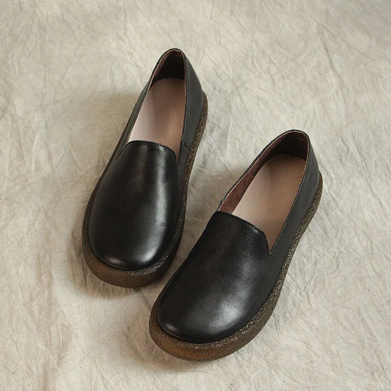 Soft Leather Slip On Flat Shoes