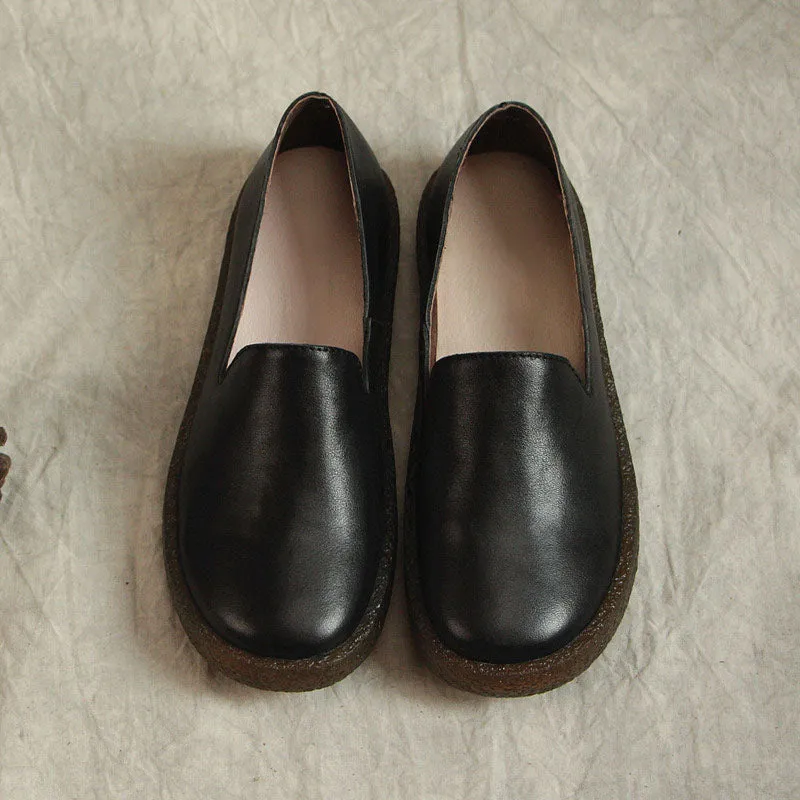 Soft Leather Slip On Flat Shoes