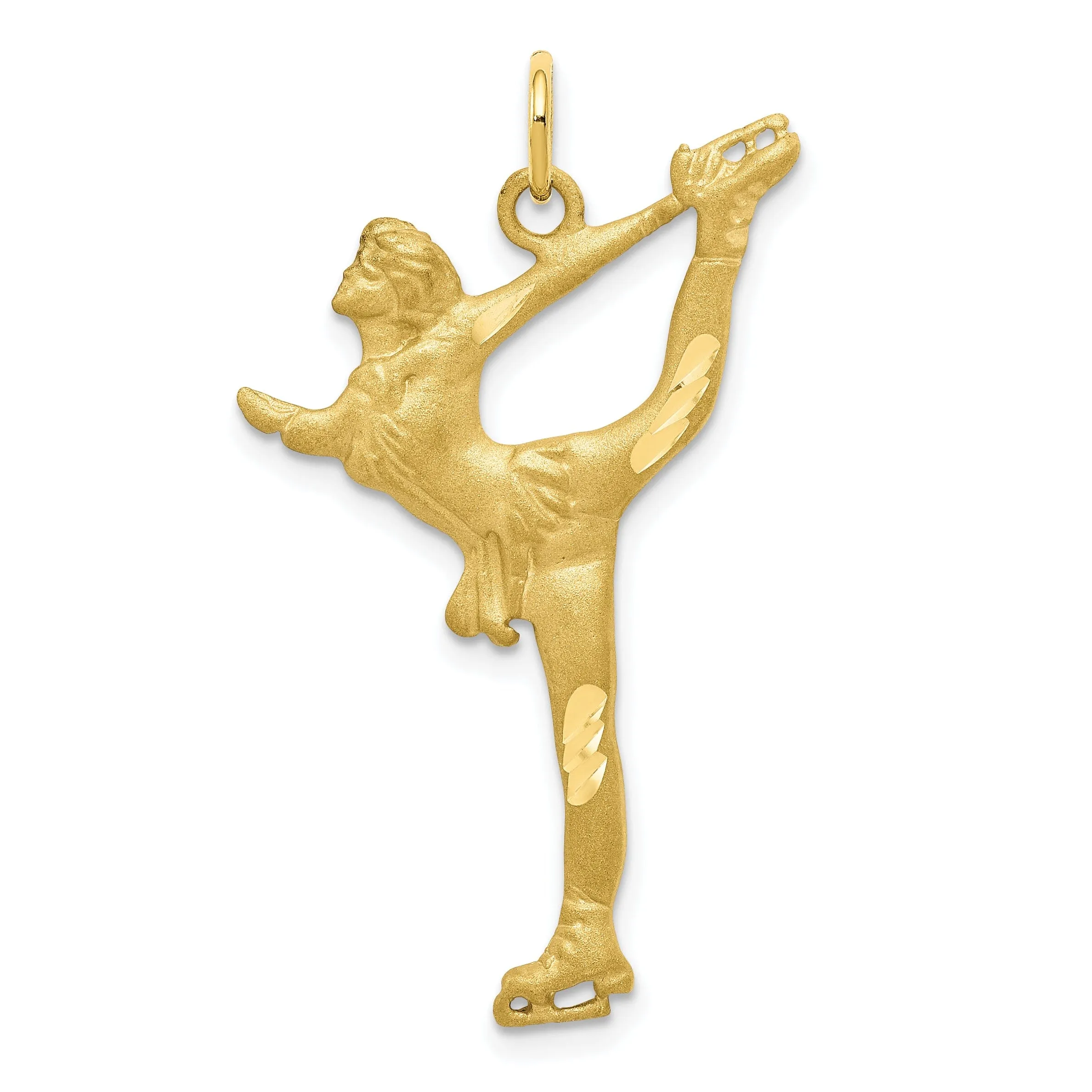 Solid 10k Yellow Gold Figure Skater Pendant