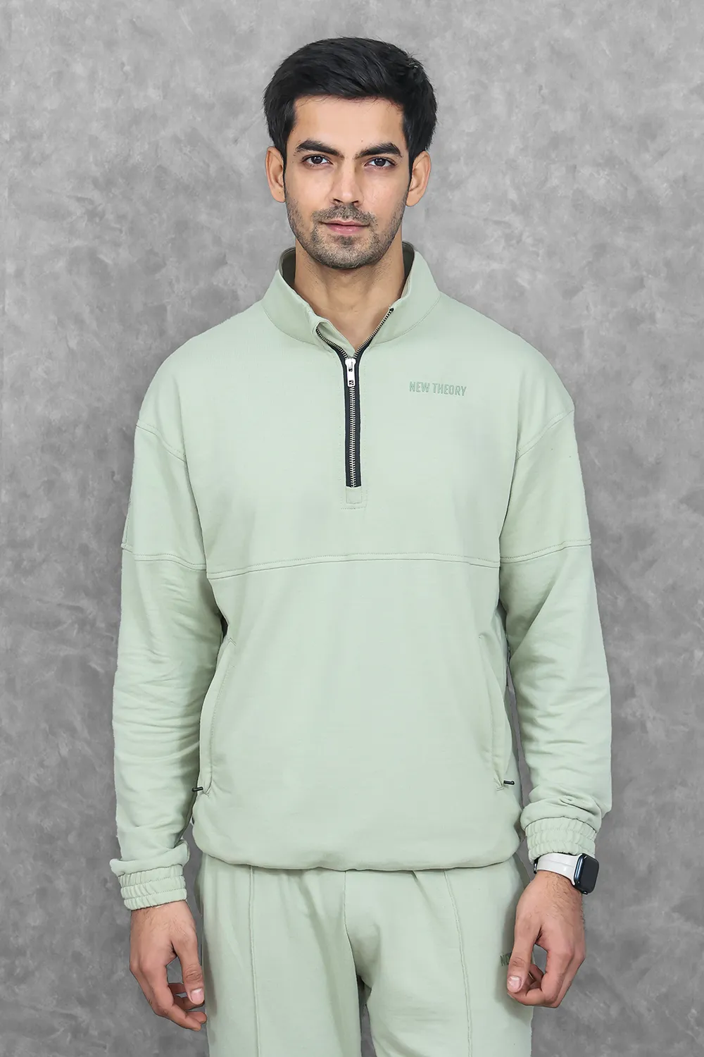 Studio Straight Fit Quarter Zip- Dark Mint