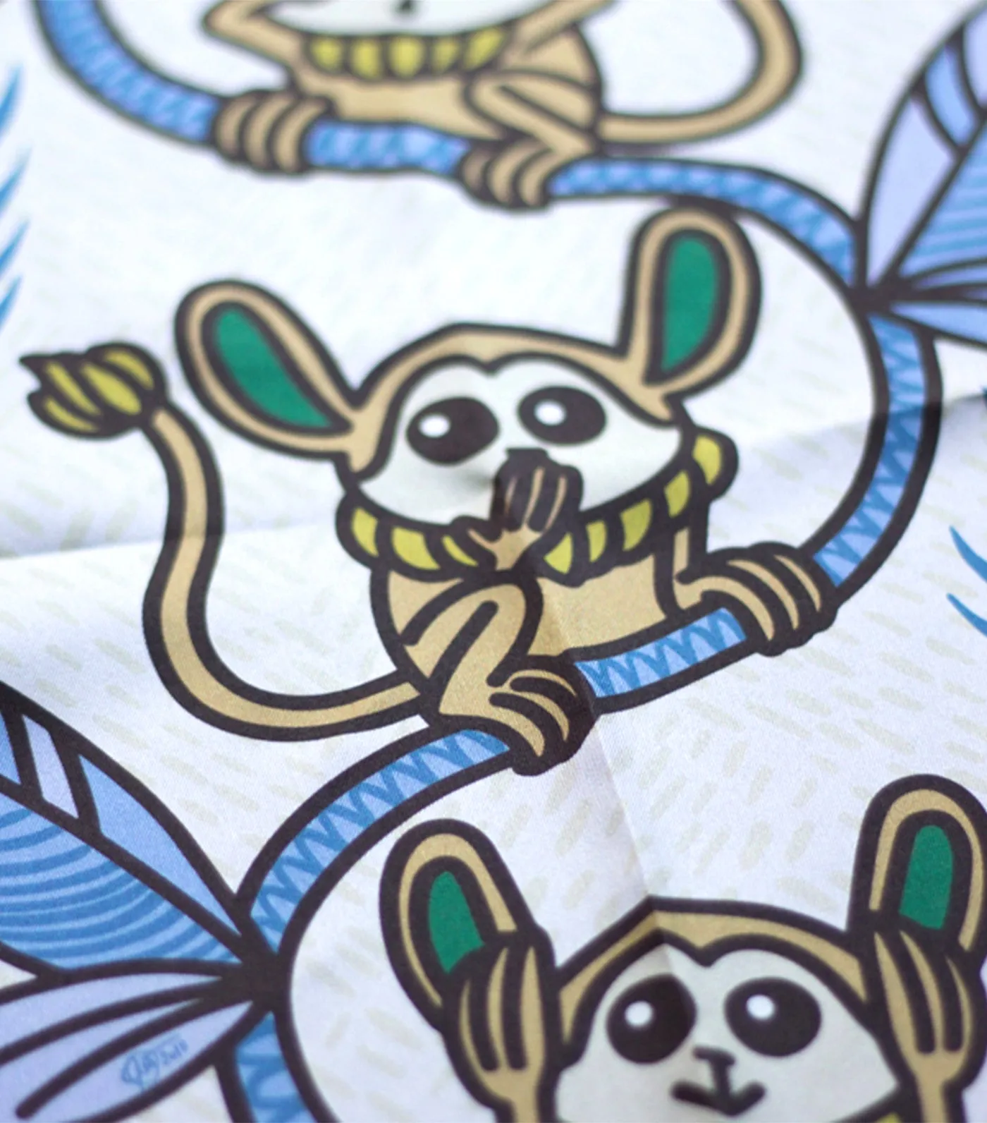 Tarsier No Evil Pocket Square Blue