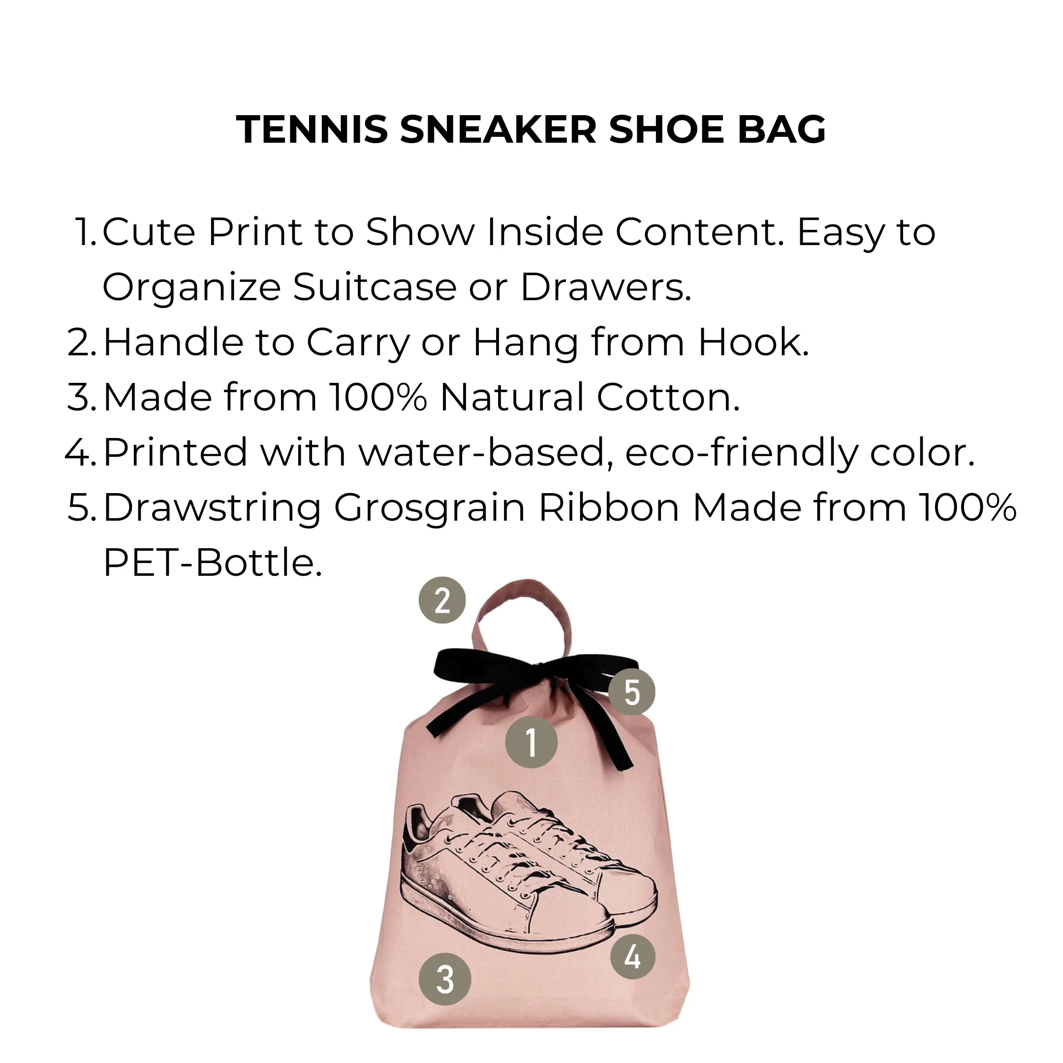 Tennis Sneaker Shoe Bag, Pink/Blush