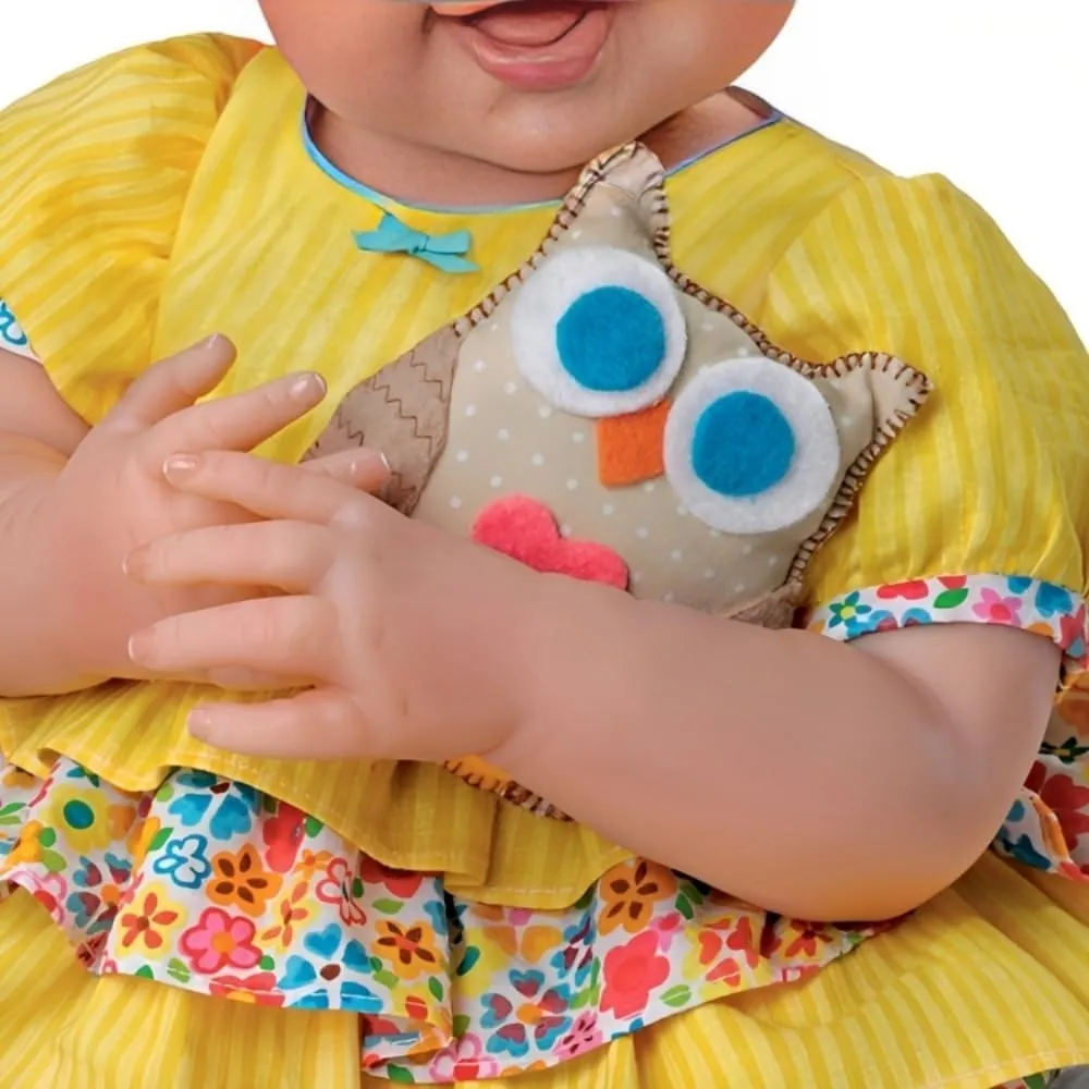 The Ashton-Drake Galleries Owl Always Love You Weighted Poseable RealTouch® Vinyl Skin Baby Girl Doll with Soft Plush Stuffed Animal Owl by Master Doll Artist Waltraud Hanl 18"-inches