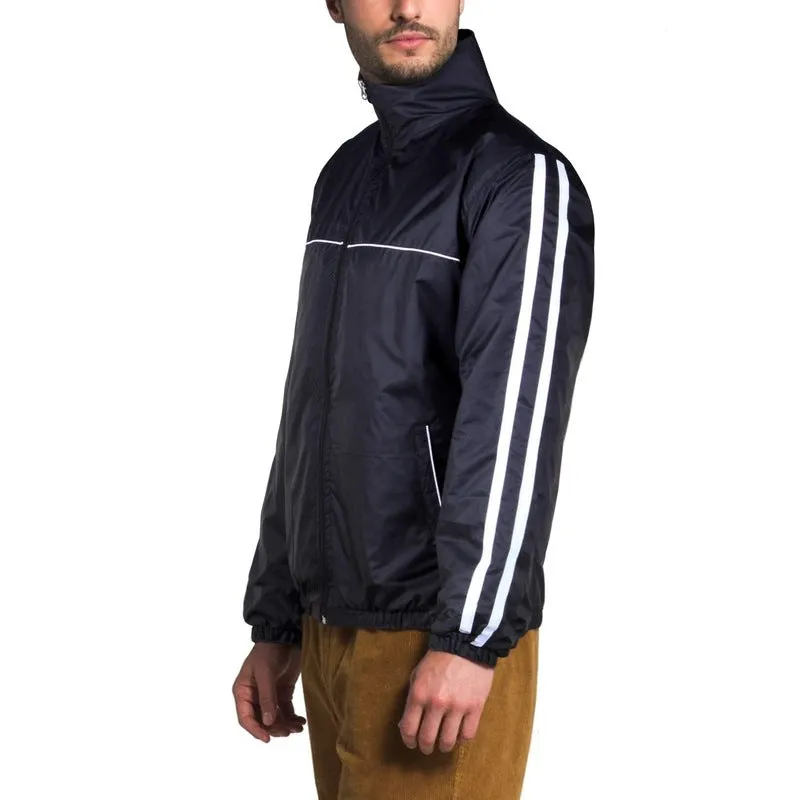 THE CLOWNFISH Men's Activewear Jacket - Stylish Design | 2XL | Black with White Stripes