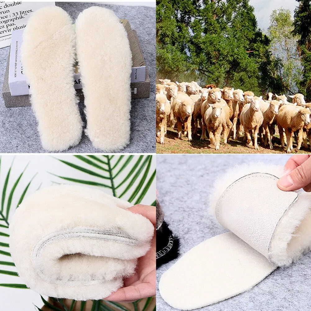 US 1-2 Pairs Thick Sheepskin Fleece Cozy Insoles Insert Slipper Boot Reline Pads