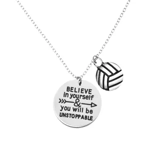 Volleyball Believe In Yourself Necklace - Pick Charm