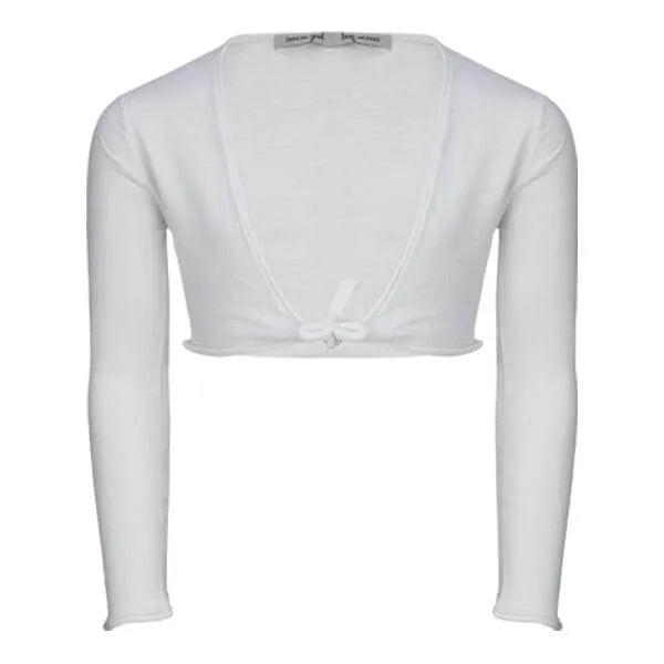 WHITE COTTON LONG SLEEVE  BOLERO FOR GIRLS