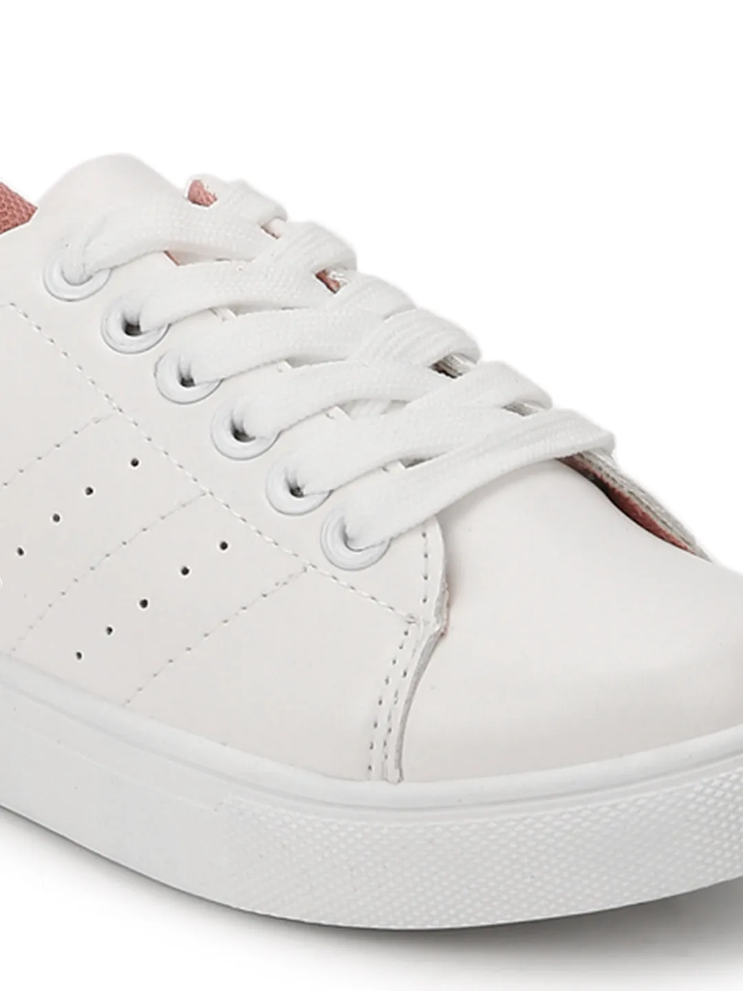 White PU 'Love it' Lace-up MIni Sneakers