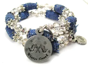 Winter Guard Blue Jean Beaded Wrap Bracelet