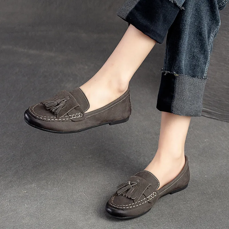 Women Retro Casual Soft Lightweight Leather Loafers