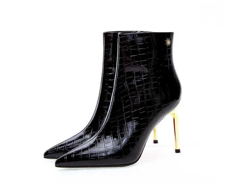 Womens Pointed High Heel Patent Leather Stilettos