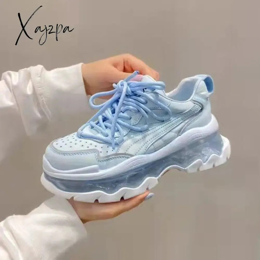 Xajzpa - Platform Sneakers Women Breathable Beige Ladies Sports Running Shoes Tennis Female Vulcanized Shoes Sneakers Woman Spring