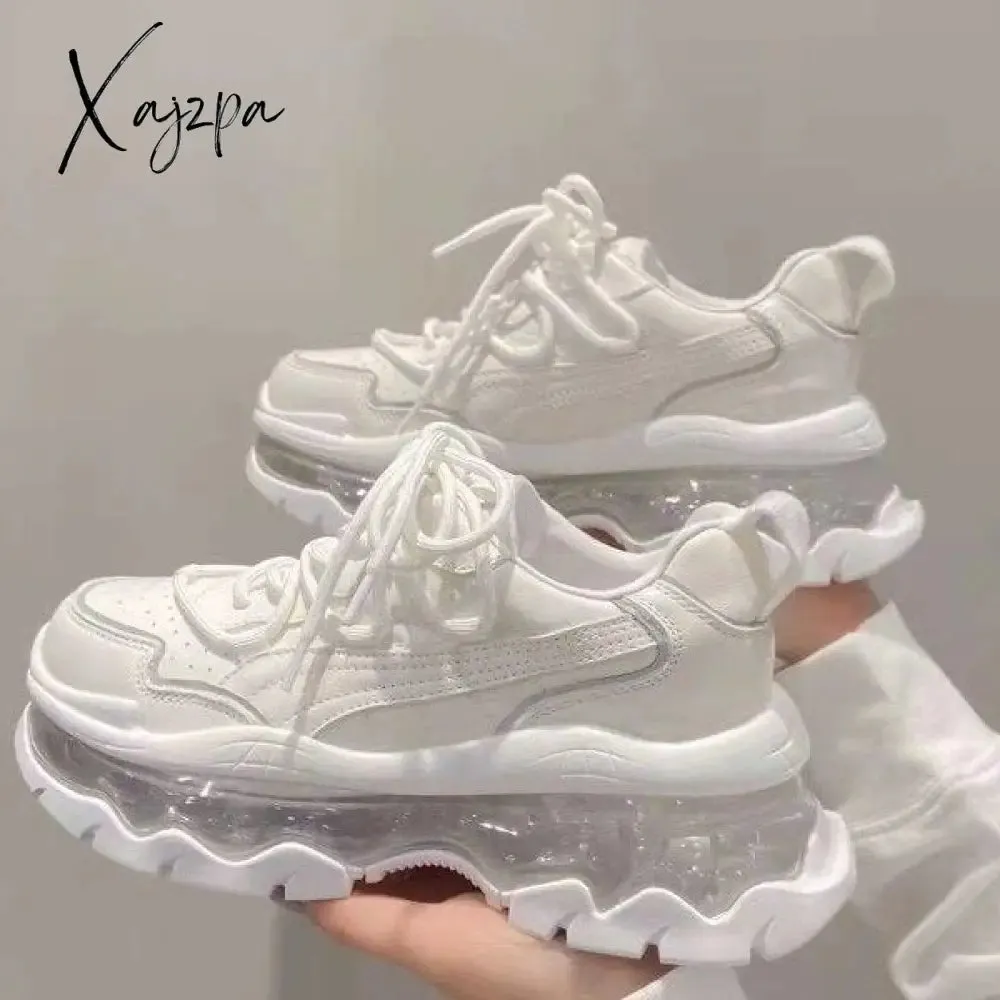 Xajzpa - Platform Sneakers Women Breathable Beige Ladies Sports Running Shoes Tennis Female Vulcanized Shoes Sneakers Woman Spring