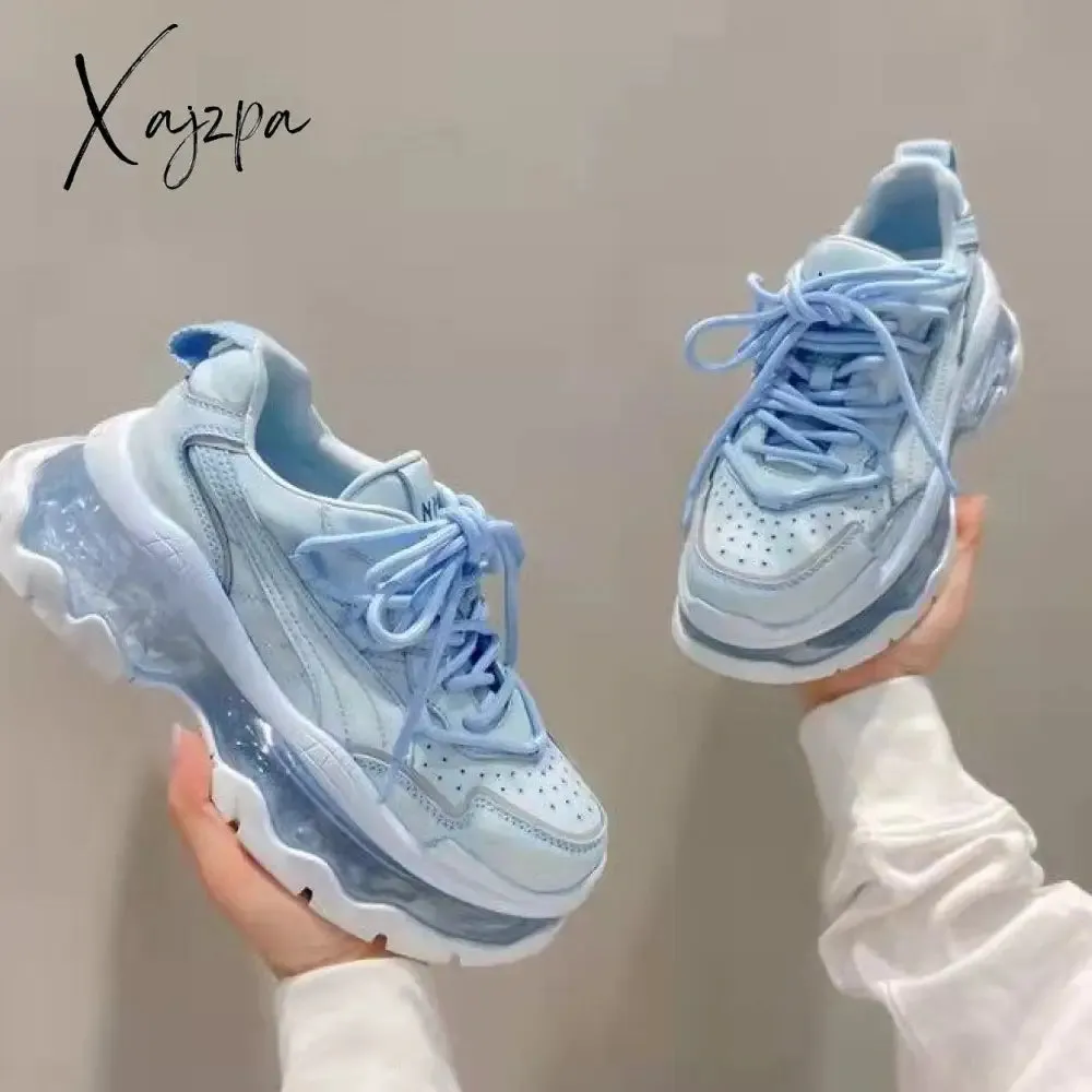 Xajzpa - Platform Sneakers Women Breathable Beige Ladies Sports Running Shoes Tennis Female Vulcanized Shoes Sneakers Woman Spring