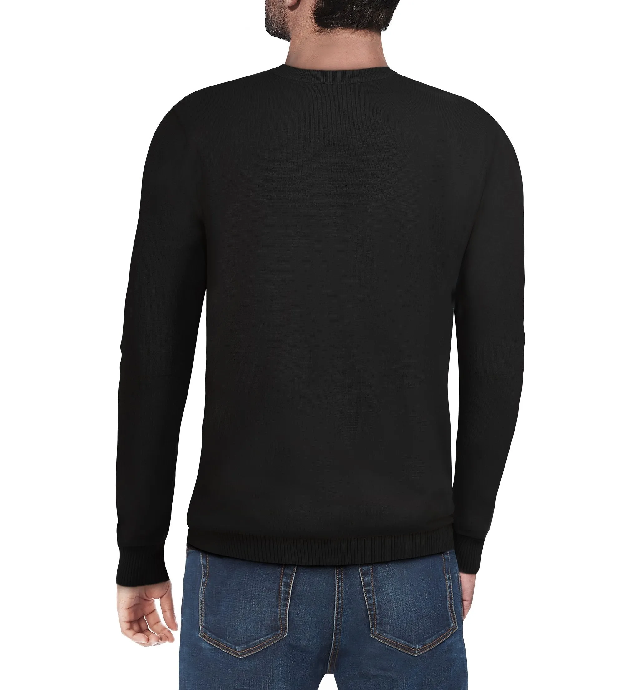 XRAY Men`s V-NECK Sweater With Rib Neck-Black