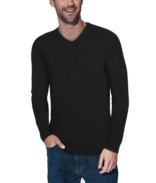 XRAY Men`s V-NECK Sweater With Rib Neck-Black