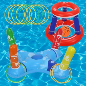 YIWA Pool Toys Games Set Floating Basketball Hoop Inflatable